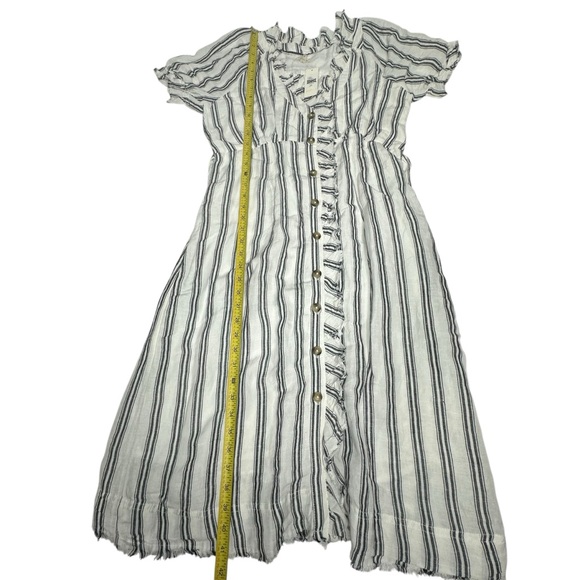 NWT Anthropologie Pilcro Ruffle Collar Stripe Buttondown Midi Dress blue/wh  10p - Picture 7 of 13